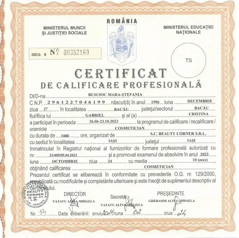Acreditari si specializari - Marabucenter_Mara_Stefania_Busuioc_diploma_cosmeticiana Acreditari si specializari - Marabucenter_Mara_Stefania_Busuioc_diploma_cosmeticiana