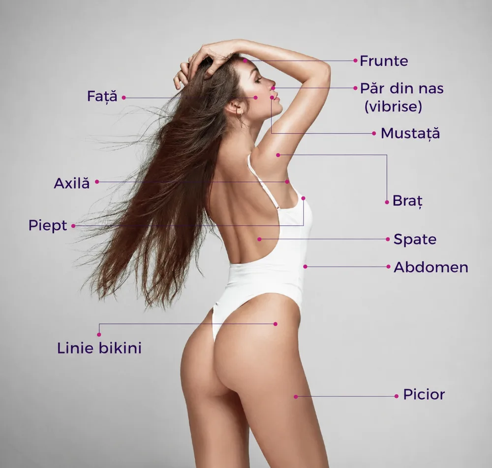 Zone ale corpului unde se poate realiza epilare definitivă laser la Marabu Center Bacău