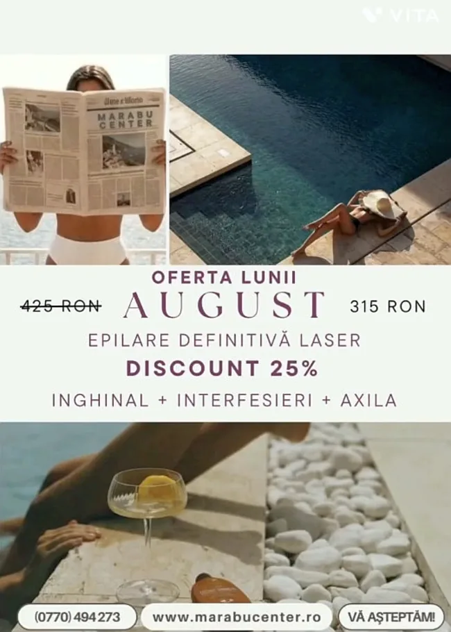 Oferta august epilare definitivă laser - Marabu Center Bacău Oferta august epilare definitivă laser la Marabu Center Bacău